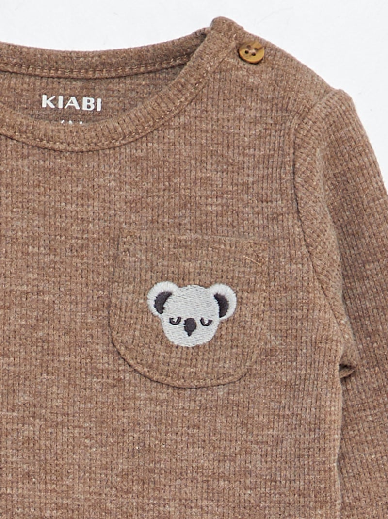 Body en maille gaufrée Marron - Kiabi