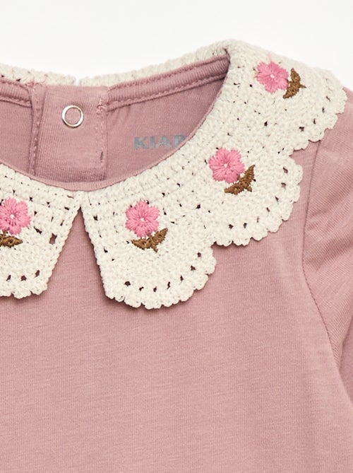 Body en maille jersey avec un col claudine brodé - Kiabi