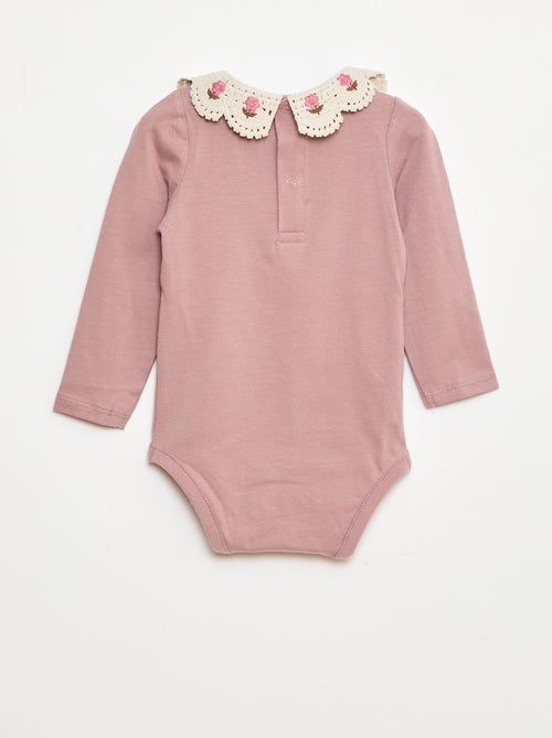 Body en maille jersey avec un col claudine brodé - Kiabi