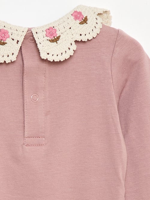 Body en maille jersey avec un col claudine brodé - Kiabi