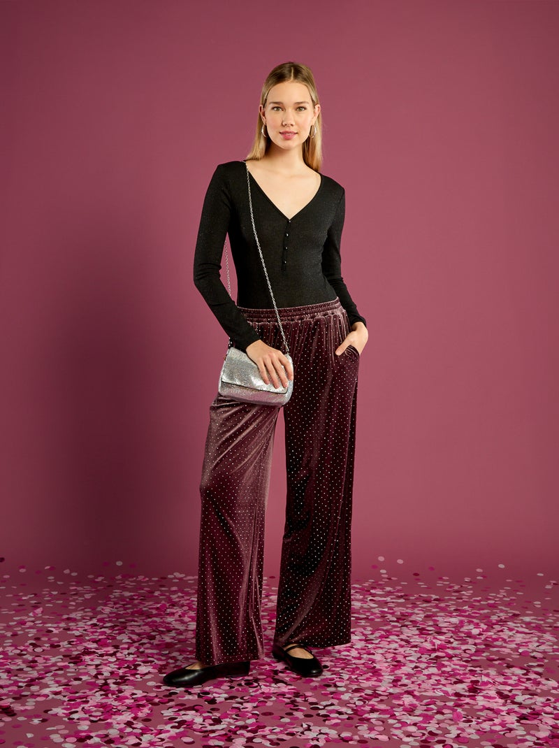 Body en maille pailletée Noir - Kiabi