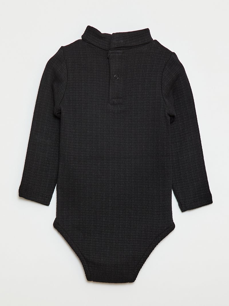 Body en maille pointelle avec col montant Noir - Kiabi