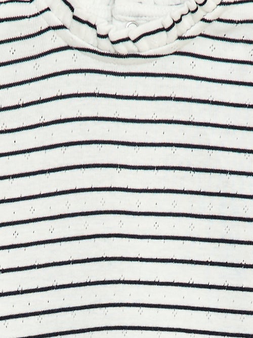 Body en maille pointelle avec col volanté et motif all over - Kiabi