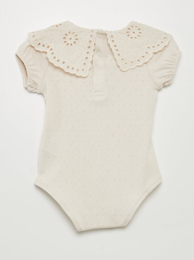 Body en maille pointelle Crème - Kiabi
