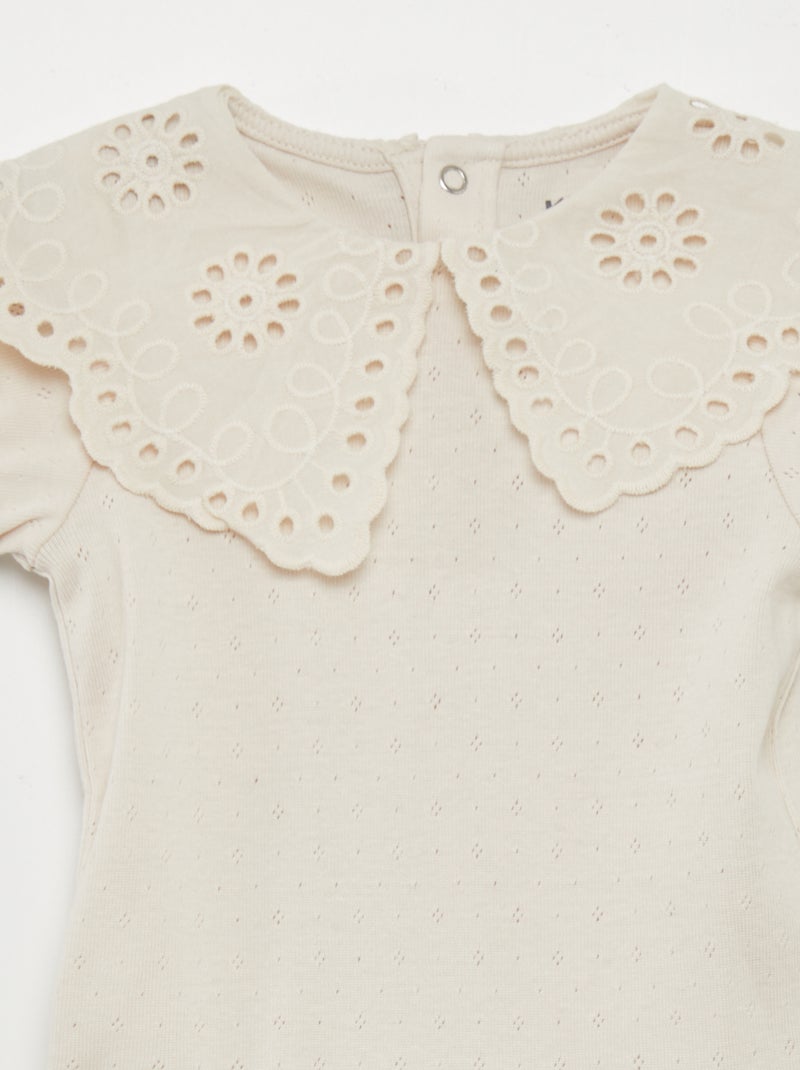 Body en maille pointelle Crème - Kiabi