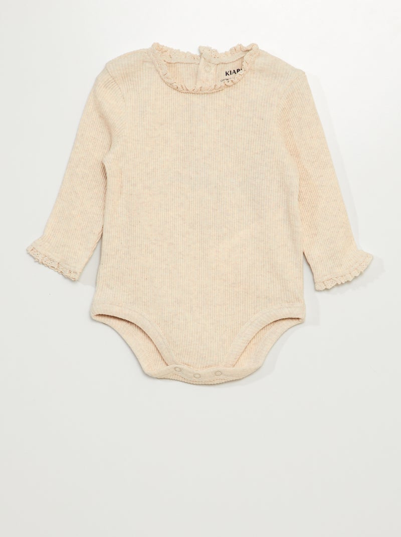 Body en matière côtelée Beige - Kiabi