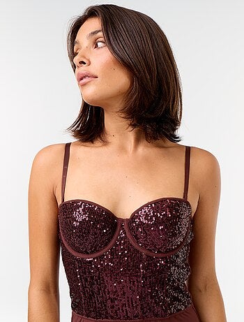 Body en microfibre et sequins