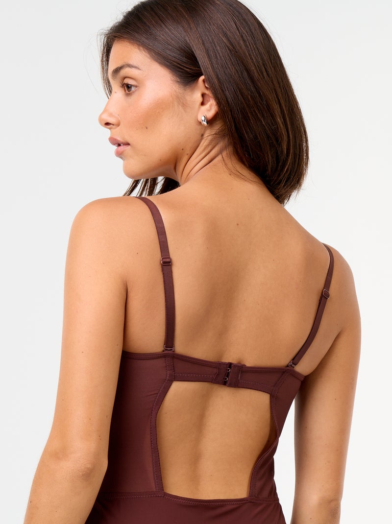 Body en microfibre et sequins Marron foncé - Kiabi