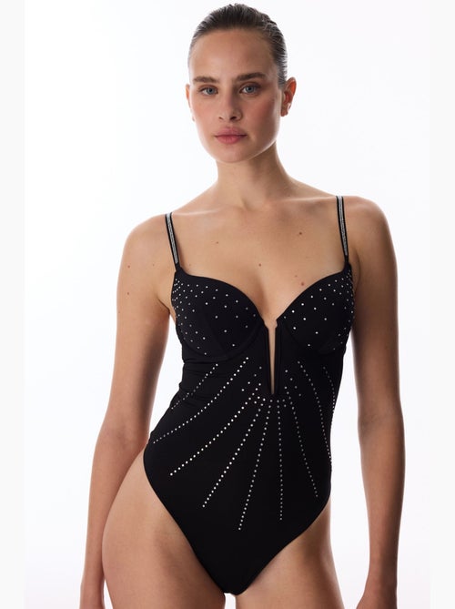 Body en satin à col v plongeant avec armatures penti - Kiabi