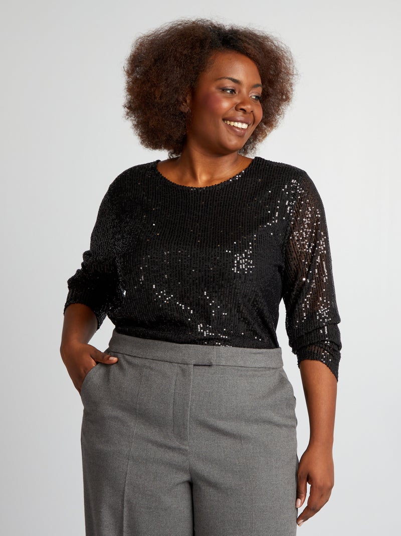 Body en sequin noir - Kiabi