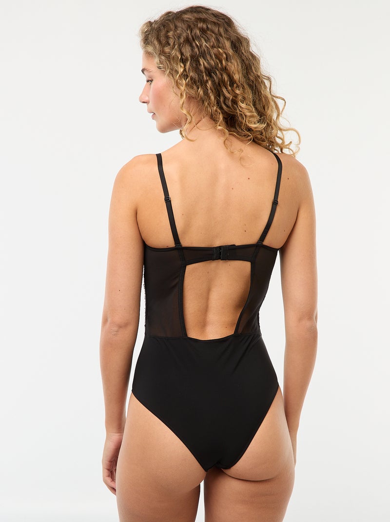 Body en sequins avec coques intégrées Noir - Kiabi