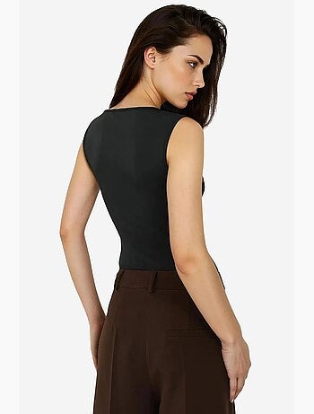 Body en tricot coupe ajustée à col ras du cou avec fermeture éclair hiccup