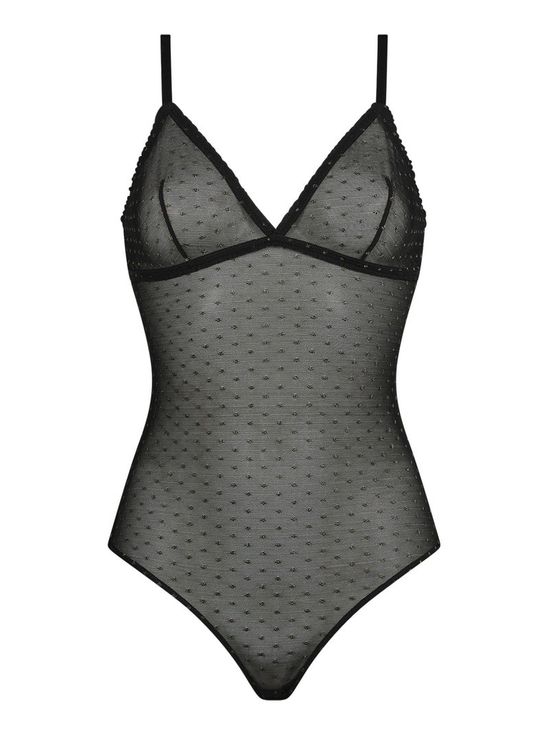 Body en tulle à pois en lurex Shiny Mesh Noir - Kiabi