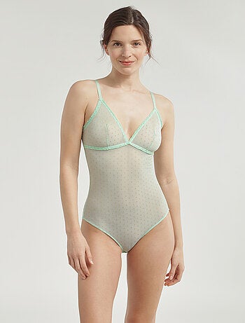 Body en tulle à pois en lurex Shiny Mesh