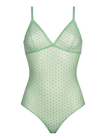Body en tulle à pois en lurex Shiny Mesh