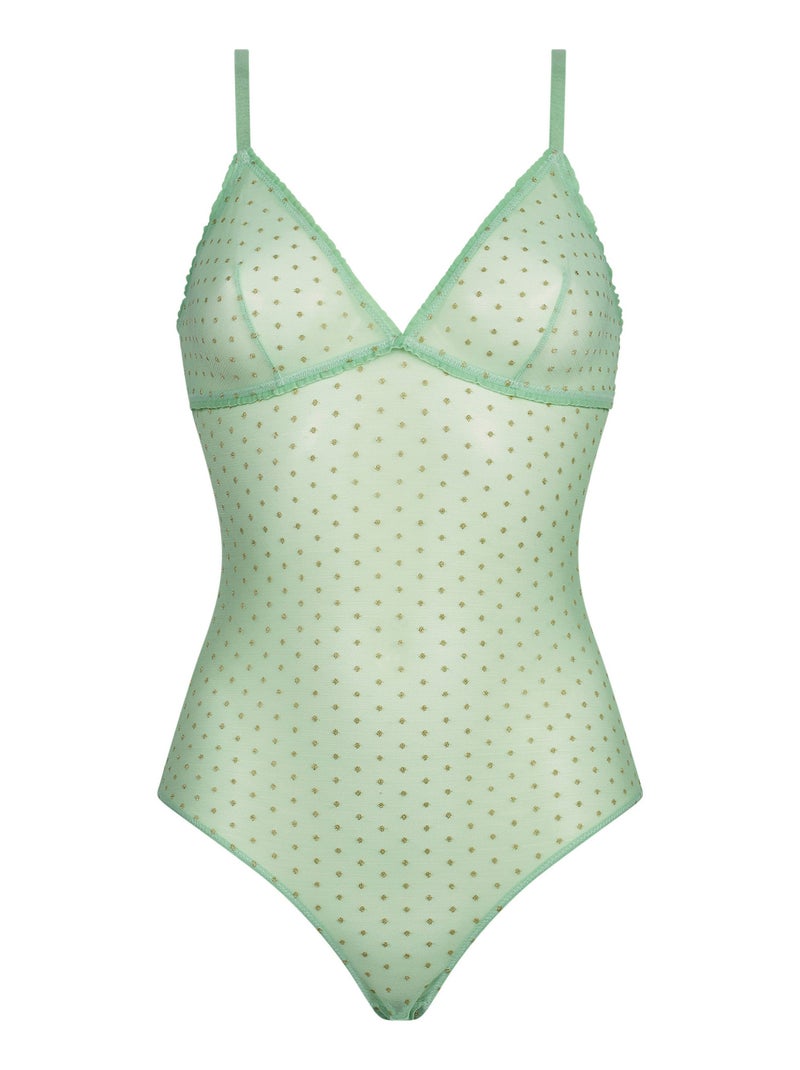 Body en tulle à pois en lurex Shiny Mesh Vert clair - Kiabi