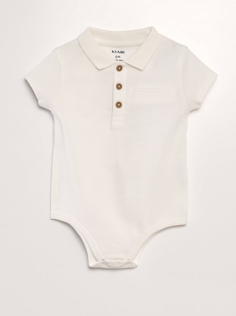 Body esprit polo blanc - Kiabi