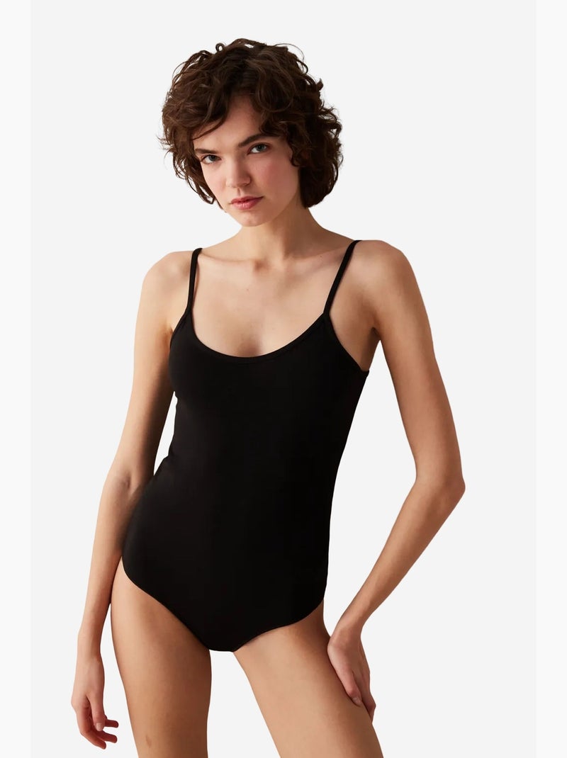 Body femme à fines bretelles penti Noir - Kiabi