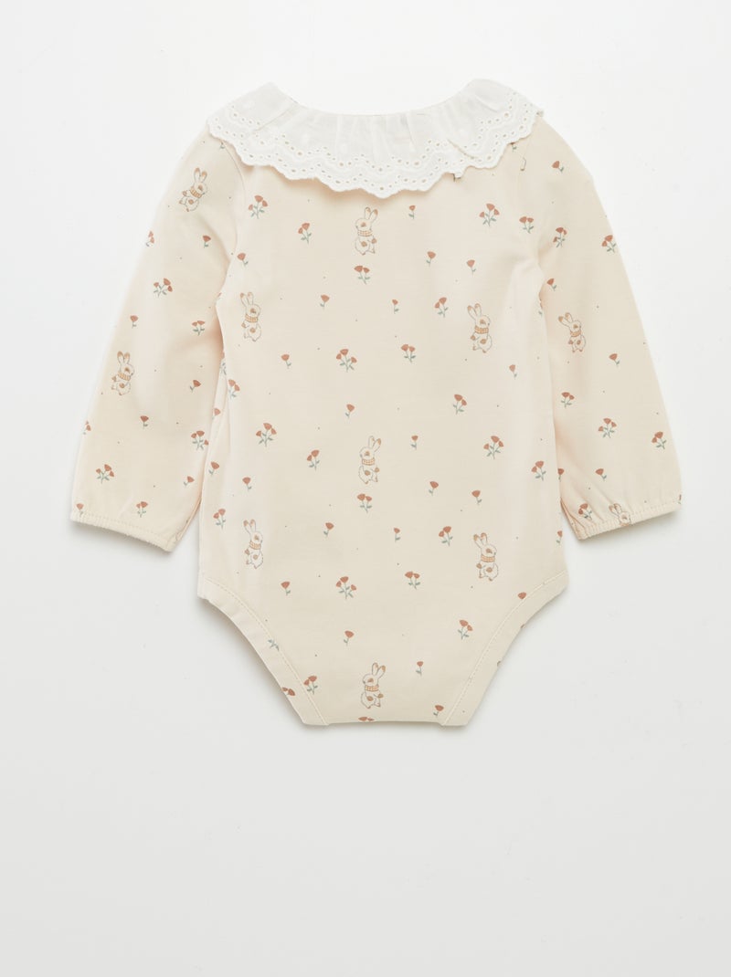 Body imprimé avec col brodé Beige - Kiabi