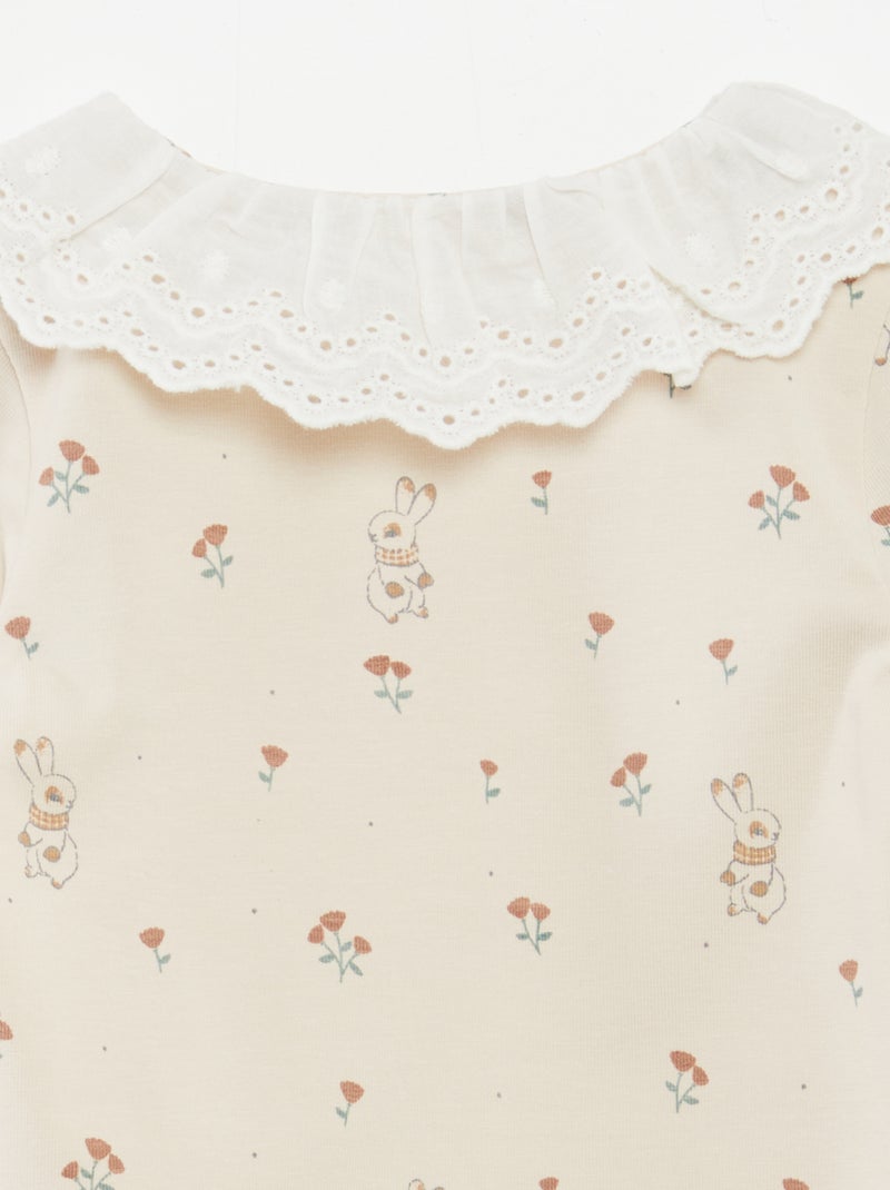 Body imprimé avec col brodé Beige - Kiabi