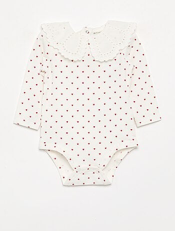 Body imprimé avec col claudine en broderie anglaise