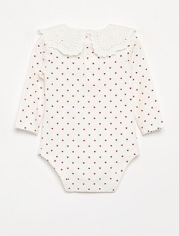Body imprimé avec col claudine en broderie anglaise