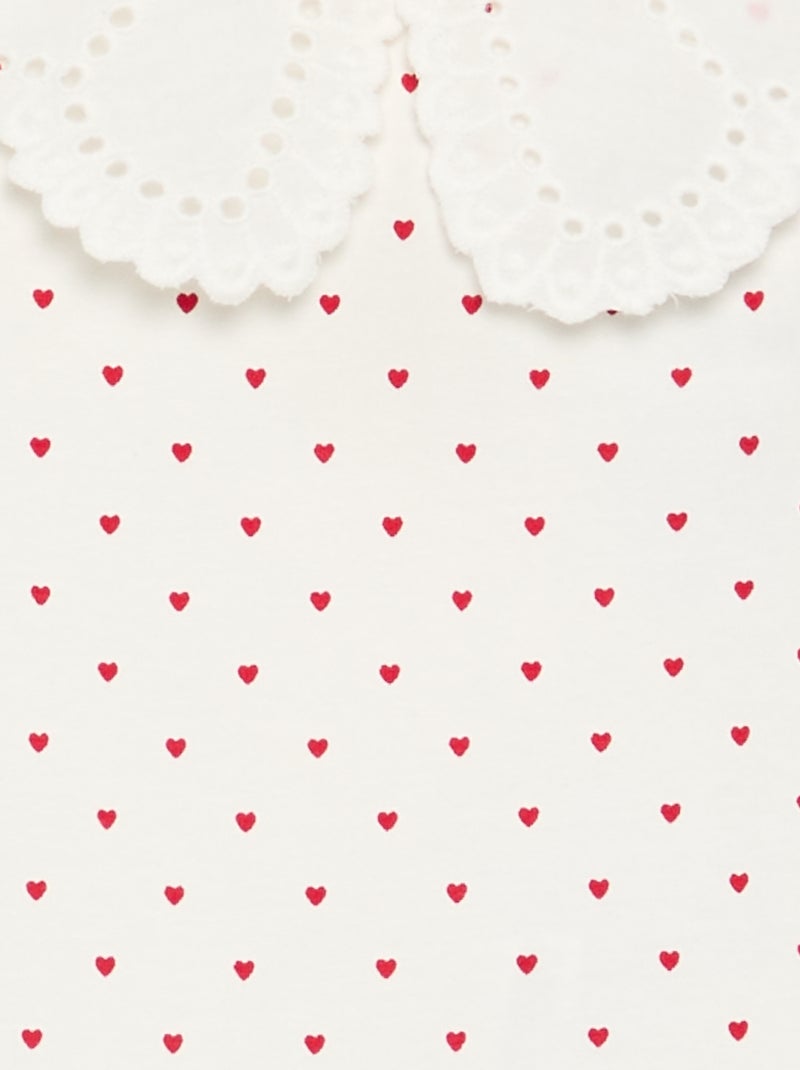 Body imprimé avec col claudine en broderie anglaise Blanc - Kiabi