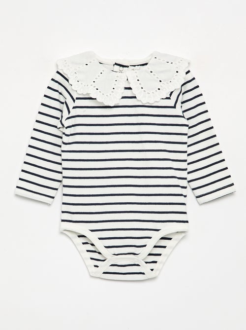 Body imprimé avec col claudine en broderie anglaise - Kiabi