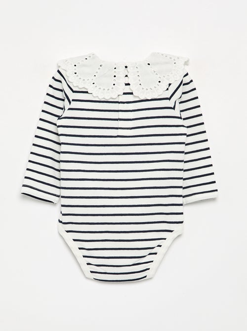 Body imprimé avec col claudine en broderie anglaise - Kiabi