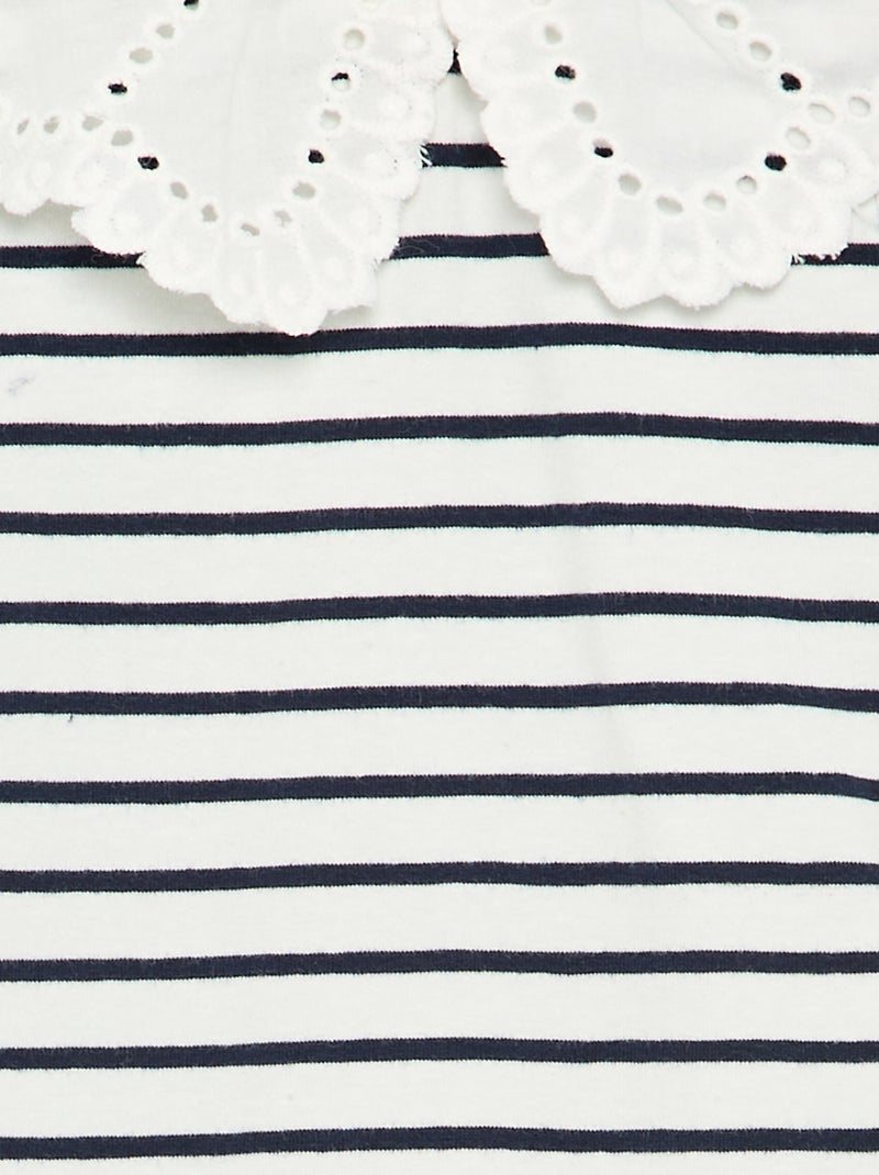 Body imprimé avec col claudine en broderie anglaise Blanc - Kiabi