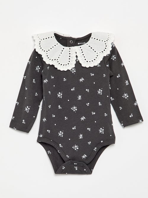 Body imprimé avec col claudine en broderie anglaise - Kiabi