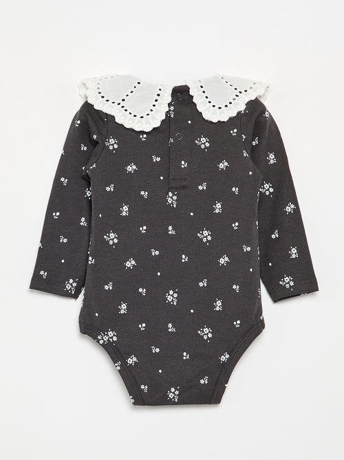 Body imprimé avec col claudine en broderie anglaise - Kiabi