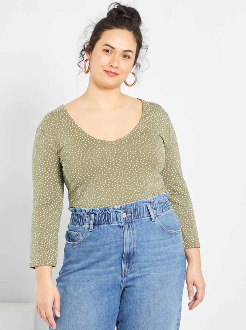 Body imprimé 'pois' kaki - Kiabi