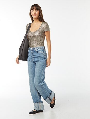 Body irisé à manches courtes