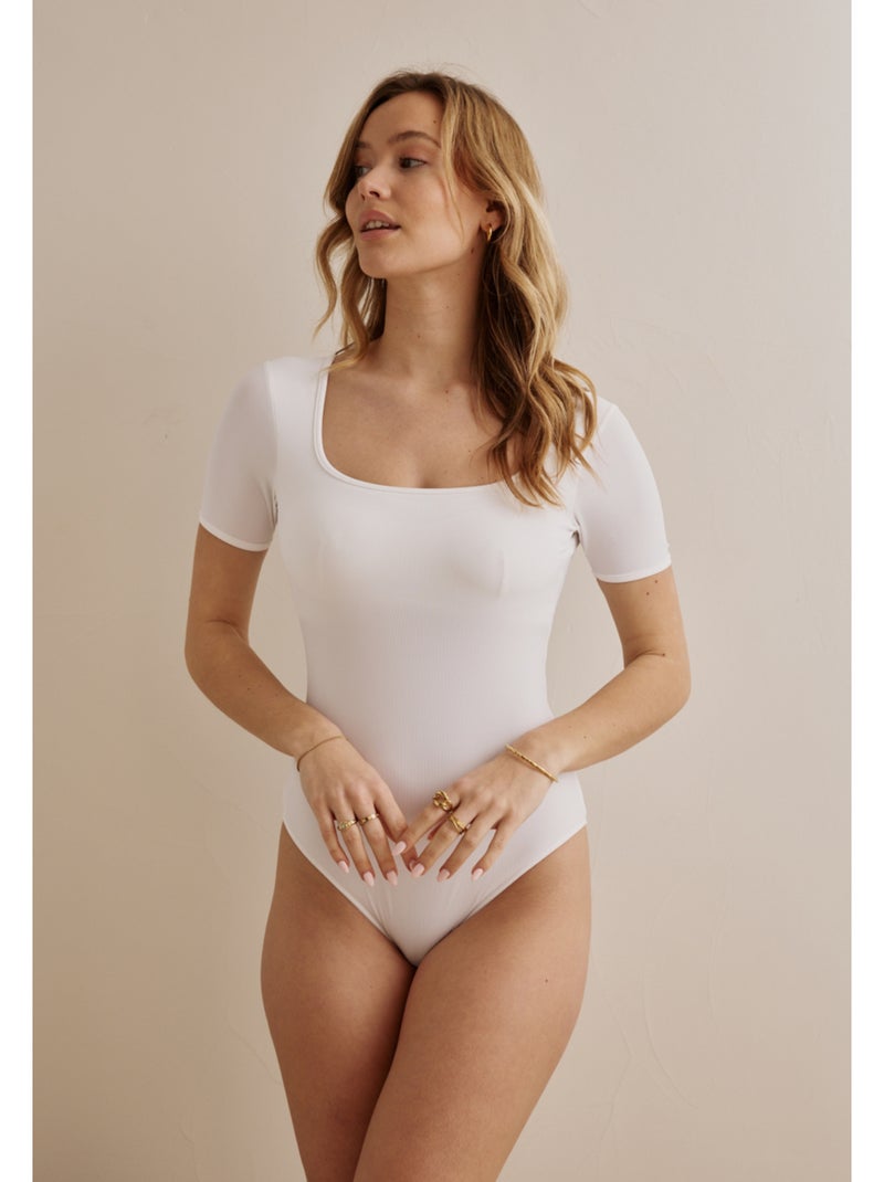 Body manches courtes à brassière intégrée Lou Blanc - Kiabi