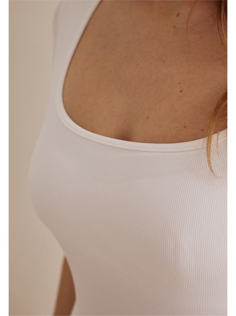 Body manches courtes à brassière intégrée Lou Blanc - Kiabi