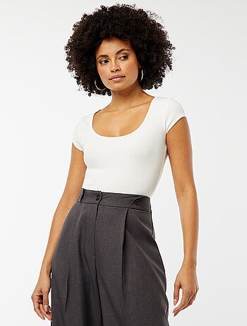 Body manches courtes côtelé