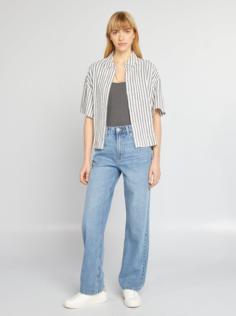 Body manches courtes côtelé Gris - Kiabi