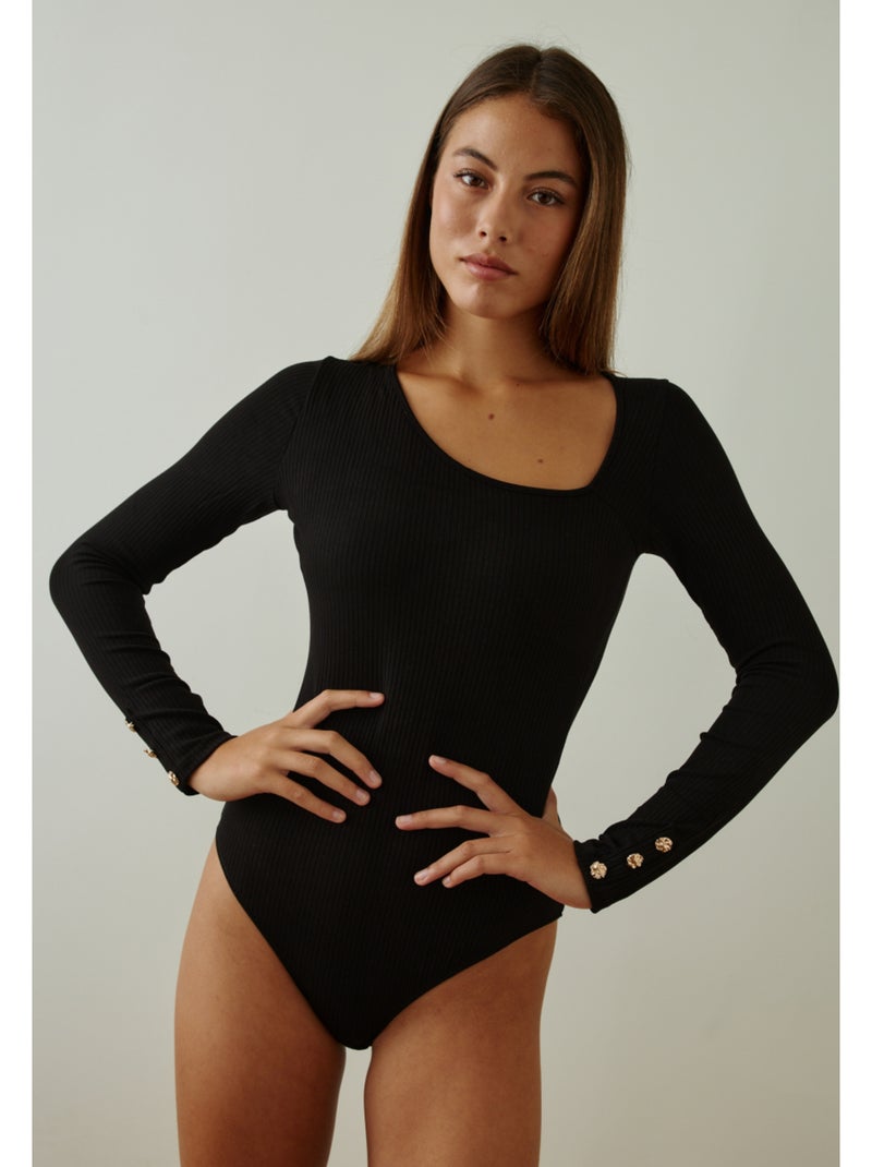 Body manches longues à brassière intégrée chlo Noir - Kiabi