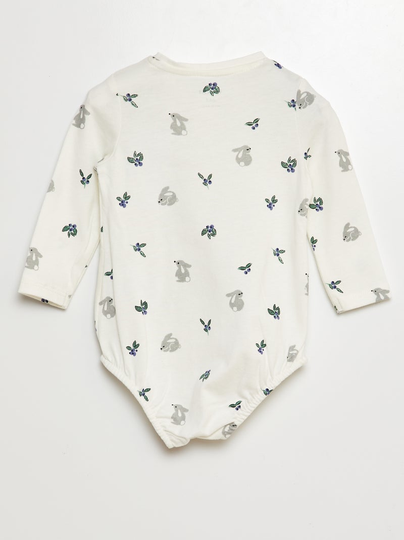 Body manches longues à motif Blanc - Kiabi