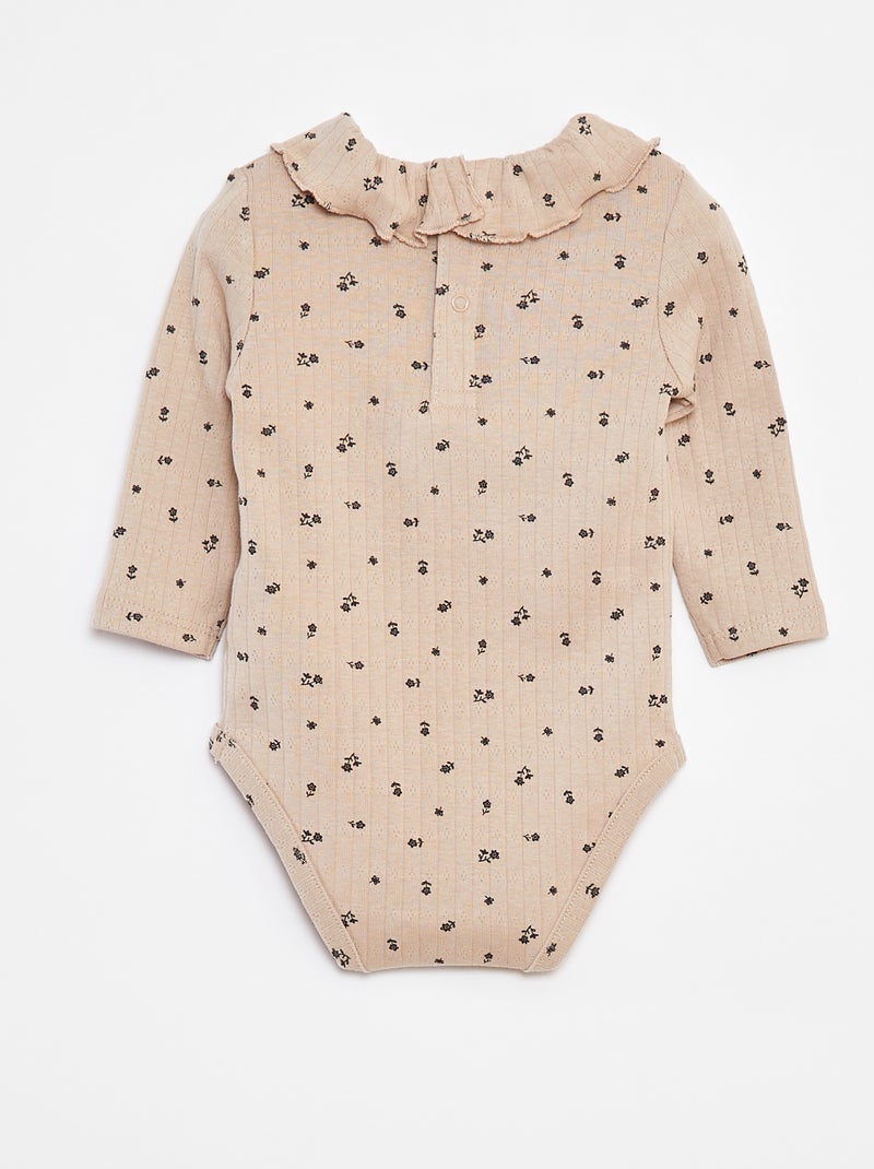 Body manches longues avec collerette Beige - Kiabi
