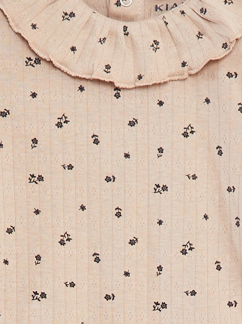 Body manches longues avec collerette Beige - Kiabi