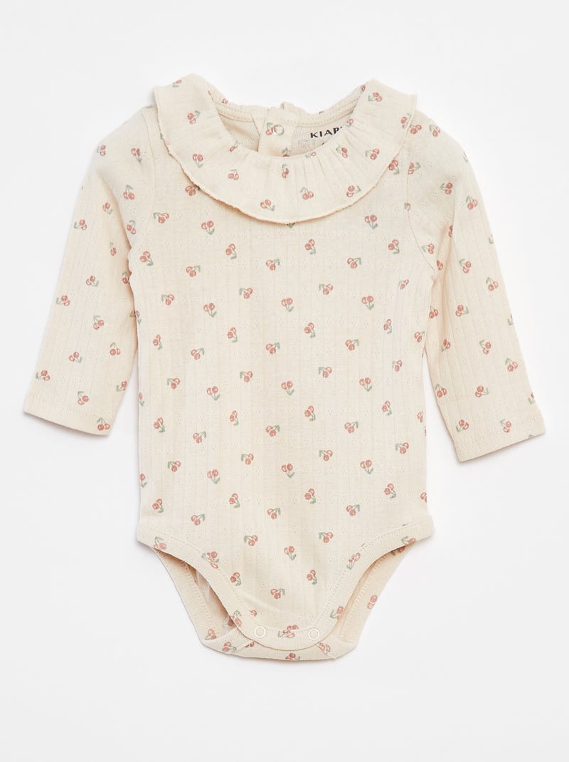 Body manches longues avec collerette Blanc - Kiabi