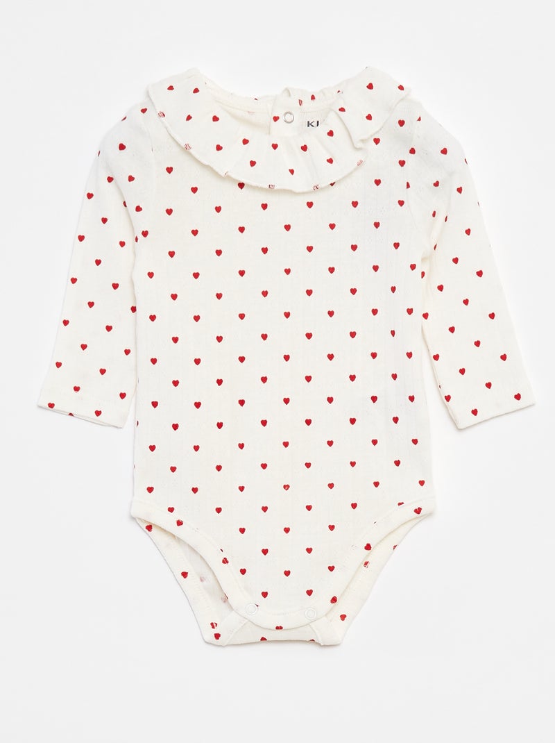 Body manches longues avec collerette Blanc - Kiabi