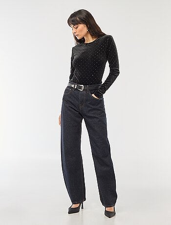 Body manches longues avec strass en velours