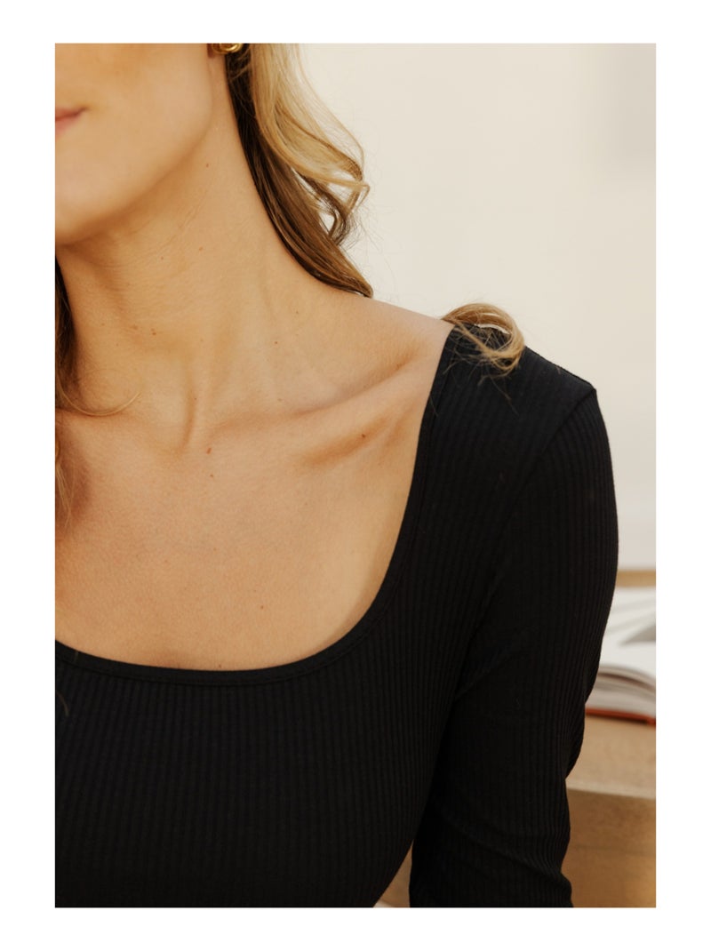 Body manches longues Calypso Noir - Kiabi