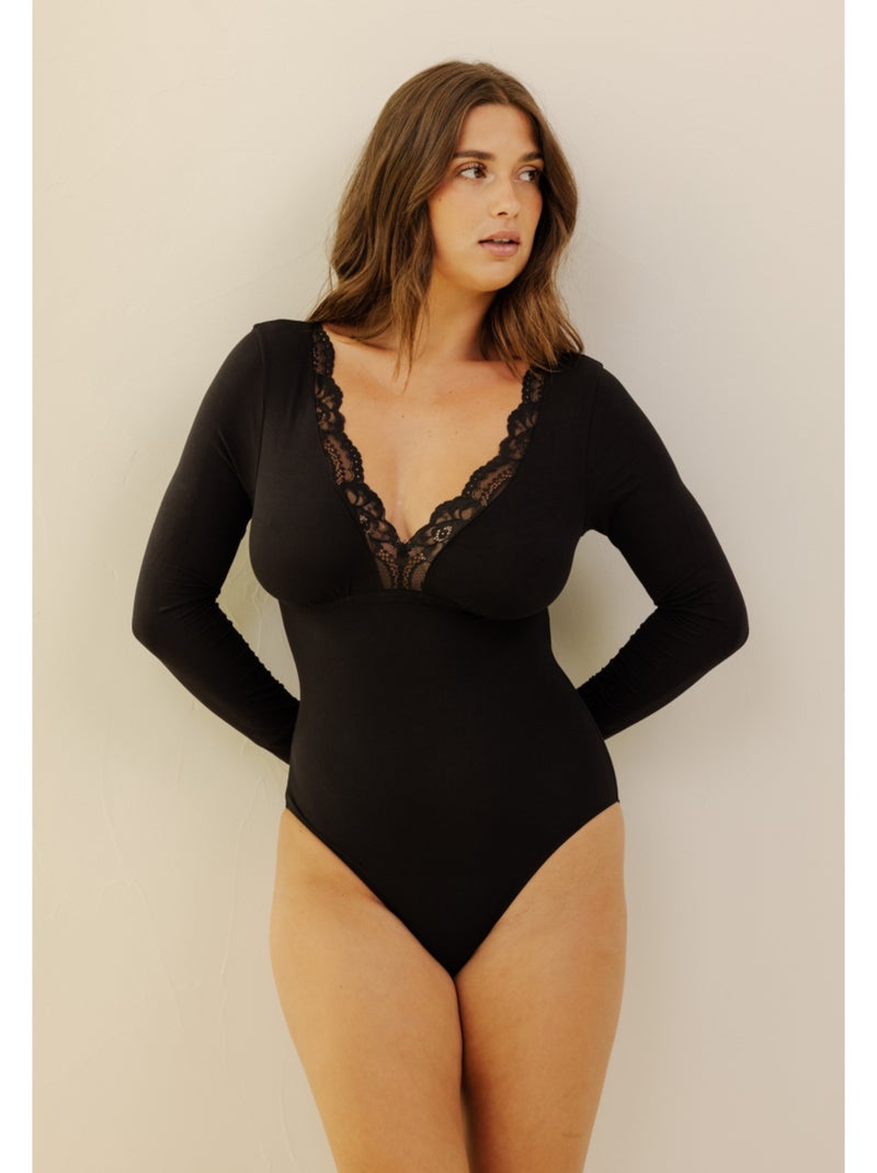 Body manches longues Camille Noir - Kiabi