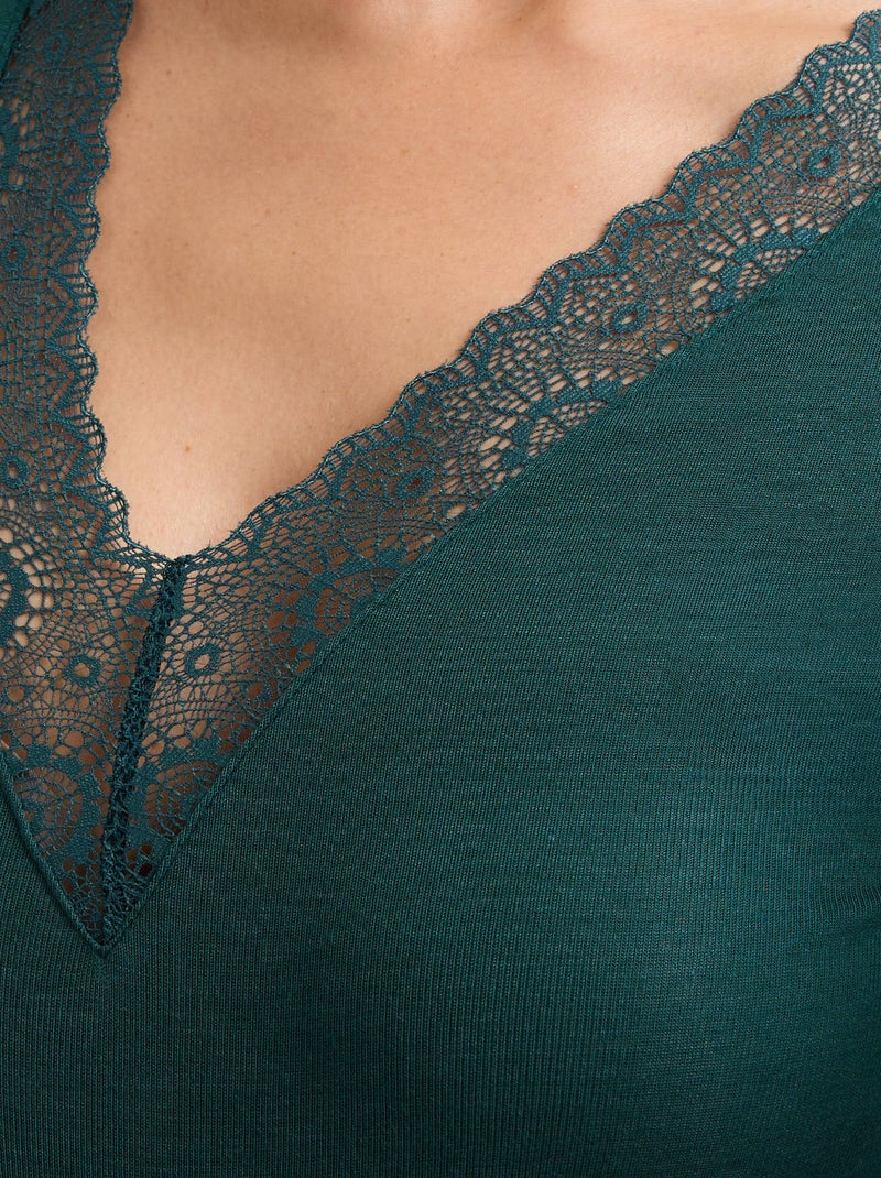 Body manches longues Damart - RougeGorge Lingerie Bleu - Kiabi