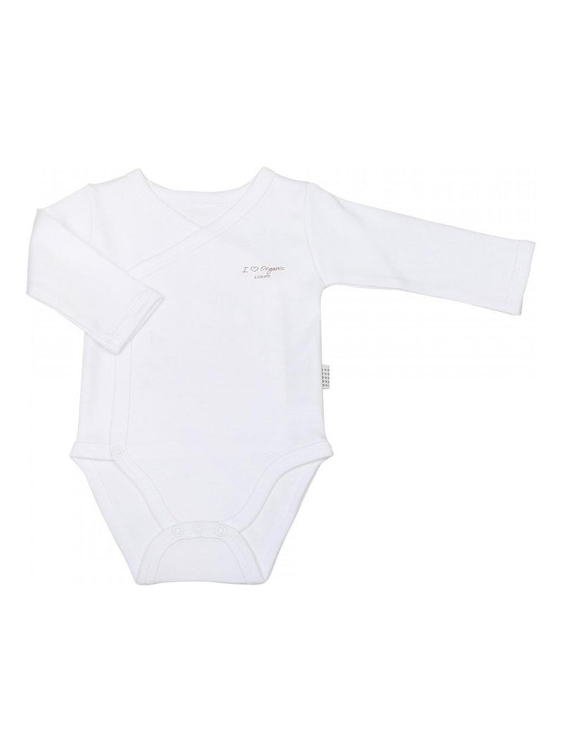 Body Manches Longues en Coton Bio - Modèle BASIC Kitikate Blanc - Kiabi