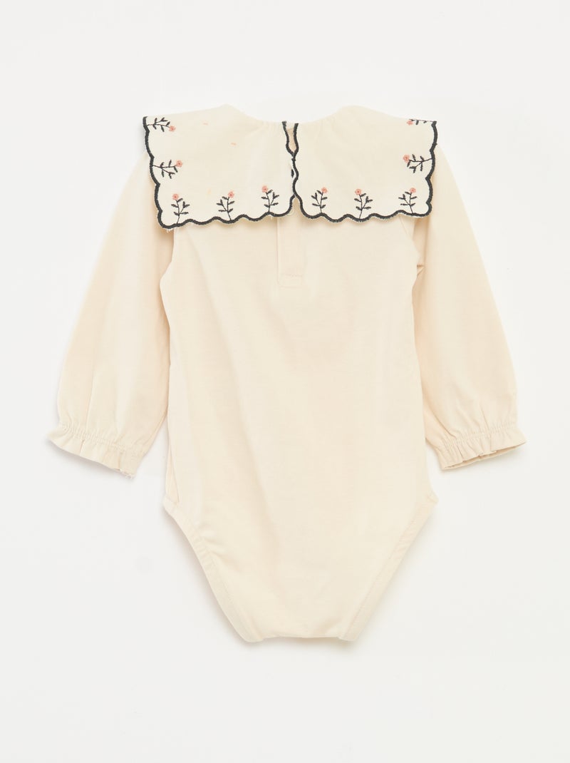 Body manches longues en jersey coton Blanc - Kiabi